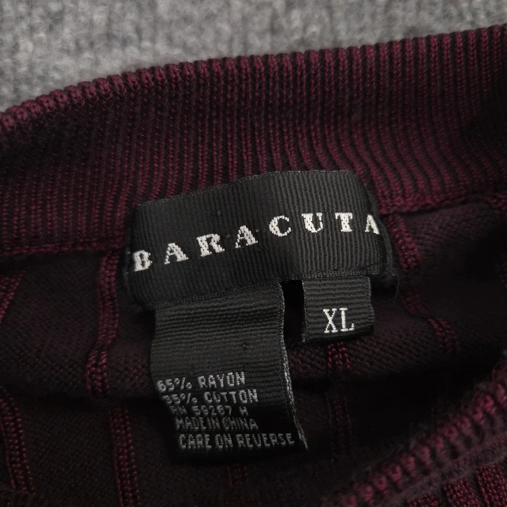 Baracuta Sweater Mens‎ XL Burgundy Textured 3D Lightweight Thin Retro Pullover